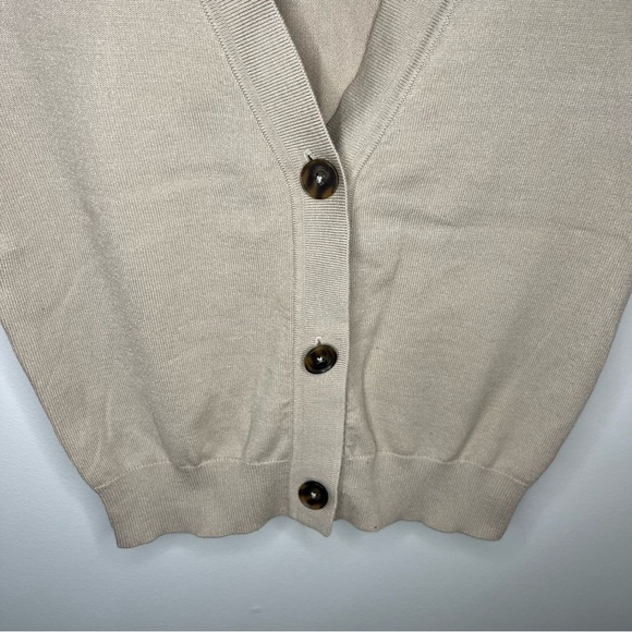 Evereve Cream Sweater Vest V Neck Women's Small Office Casual Cottagecore Tan - Picture 3 of 9